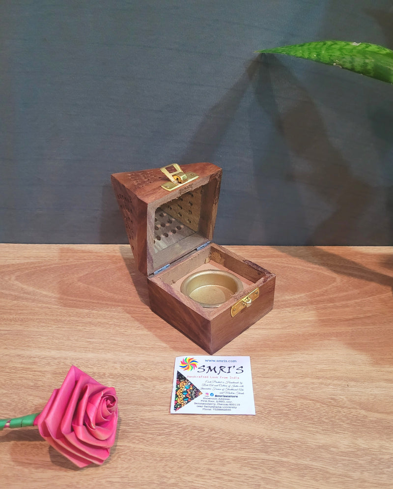 Wooden Doop cone cup Rose wood Pooja decor Return gifts for House warming and festival gifting Indian Handicrafts (5.5 H * 3 L * 3 W) Inches