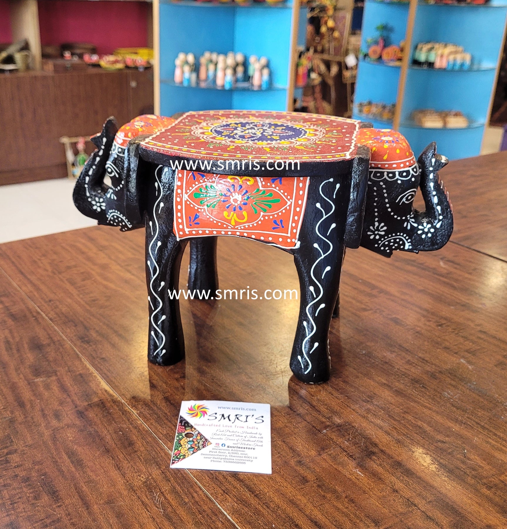 Wooden Elephant Stool indian handicrafts Home decor – Smris