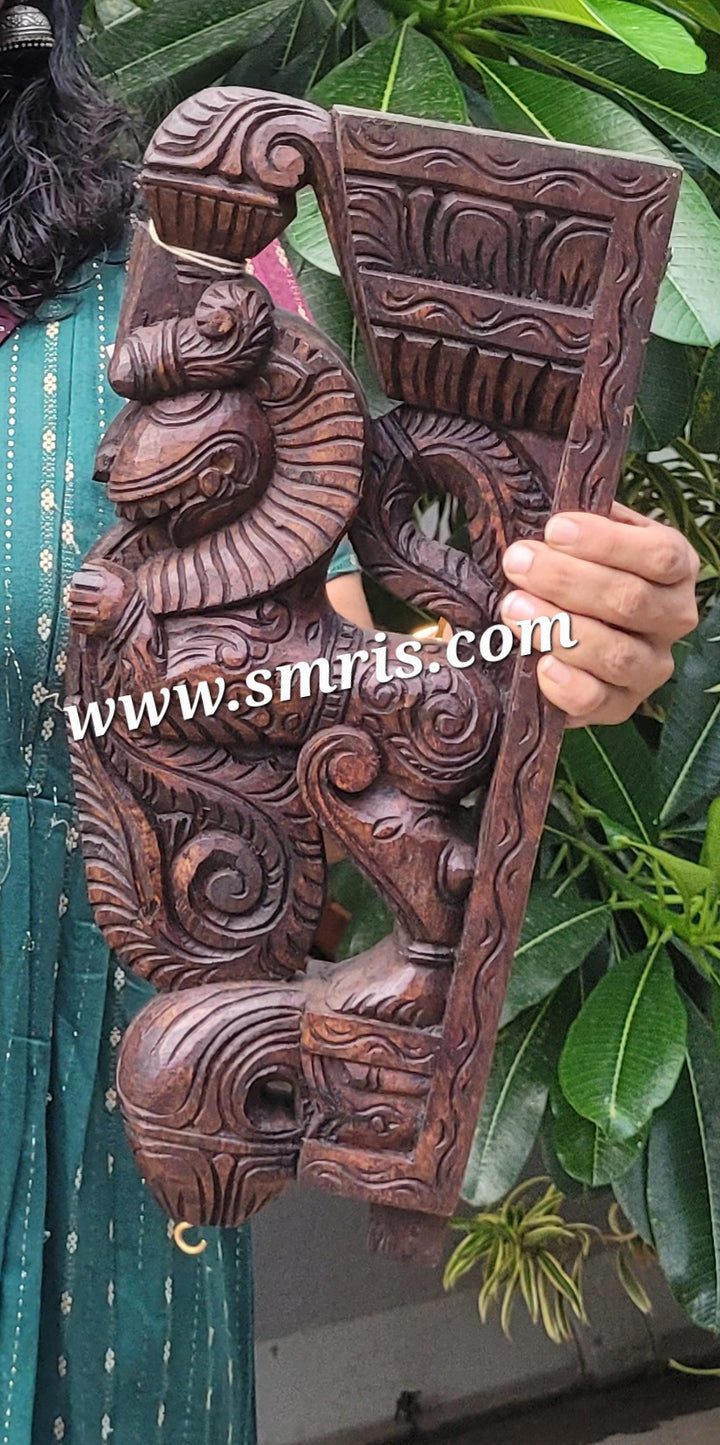Yazhi / Yali BIG Wood Carving Wall Bracket / Corbel Vagai Wood