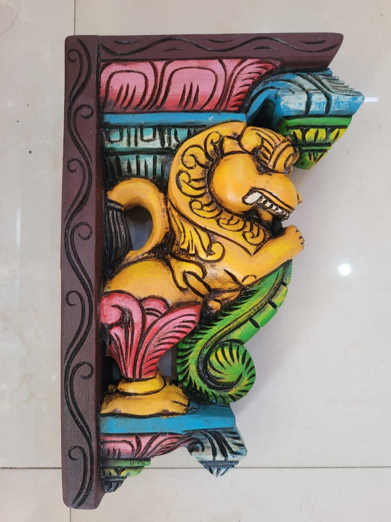 K*i様 ヴィンテージ 手彫り 木製 盾 セット カレッジ・ユニバーシティシリー Yali / Yazhi Wall Bracket / Corbel yellow multicolor Entrance