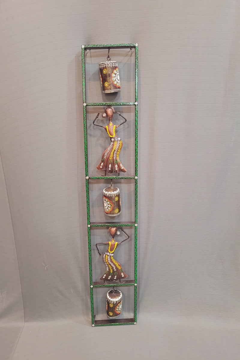 Bells and Dancers Rectangle Wall Frame Gold and Brown ( 44 H * 7.5 L * 2.5 W ) Inches wall Frame