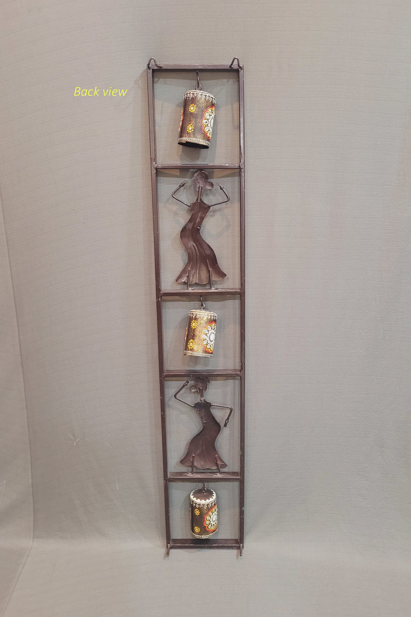 Bells and Dancers Rectangle Wall Frame Gold and Brown ( 44 H * 7.5 L * 2.5 W ) Inches wall Frame