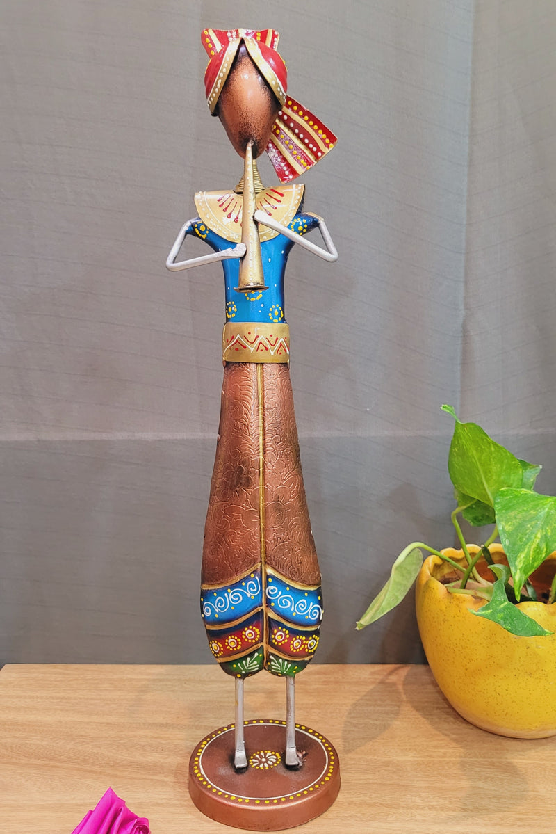 Big Standing Musician Design 15 Pipe Indian handicrafts show piece home decor (20 H x 4.5 L x 4 W) inches