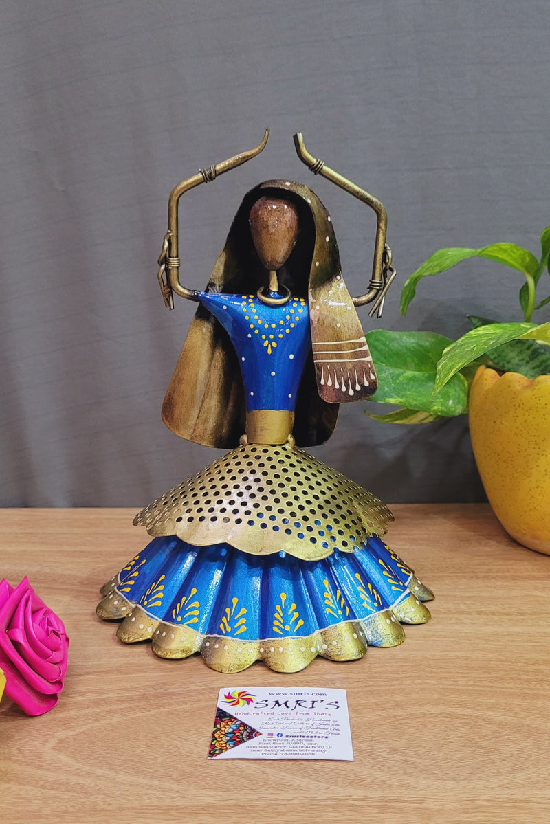 Blue Dancing Lady  (10 H, 6.5 L, 6.5 W) Inches iron show piece