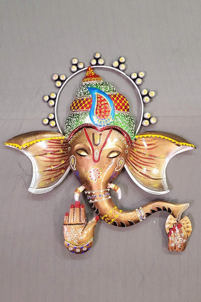 Copper multicolor Ganesha Wall Hanging show piece wall decor iron (19.5 H, 20.5 L, 2 W) Inches