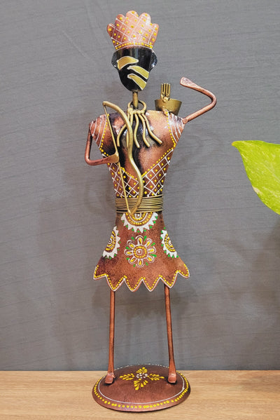 Copper Tribal Adivasi man with bow and arrow Table decor (15H * 5.5L * 4W) inches Showpiece Gift