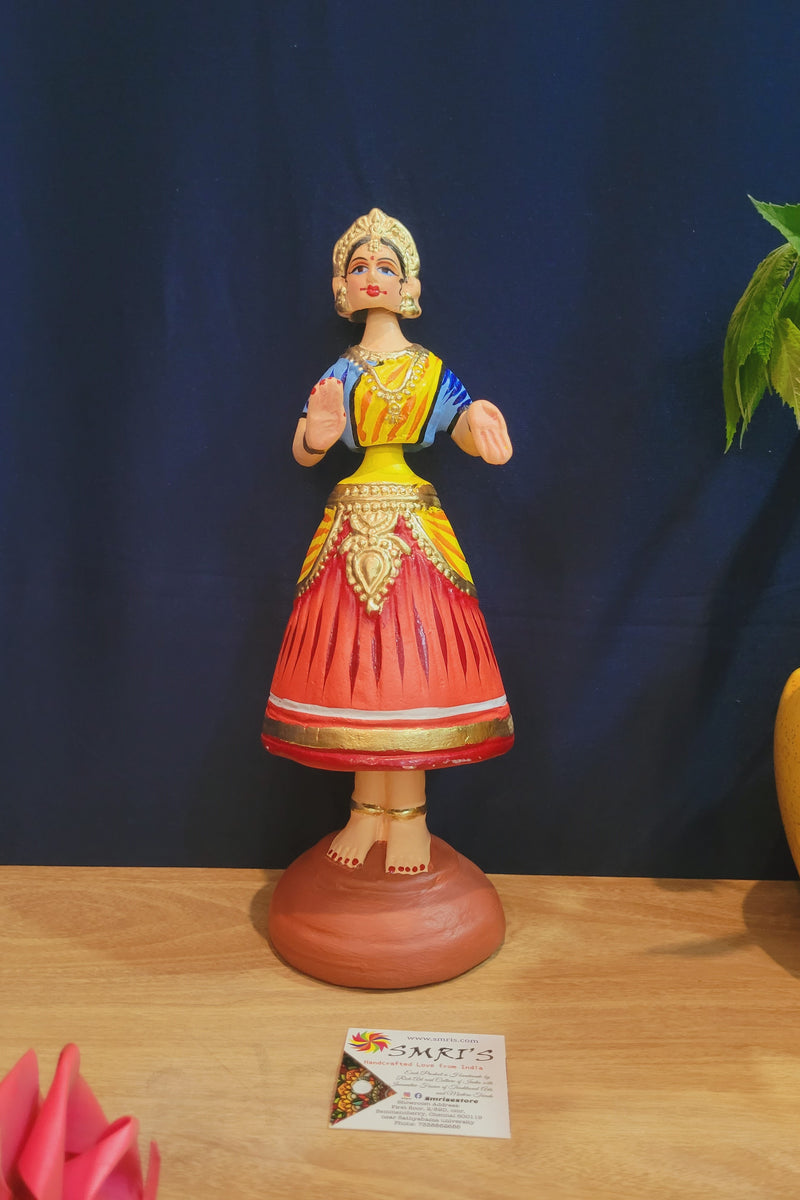 Diamond Dancing Doll 12 inch Big yellow with Blue (12 H * 4.5 L * 4.5 W) inch Paper mache Thanjavur thalayatti bommai dancing doll