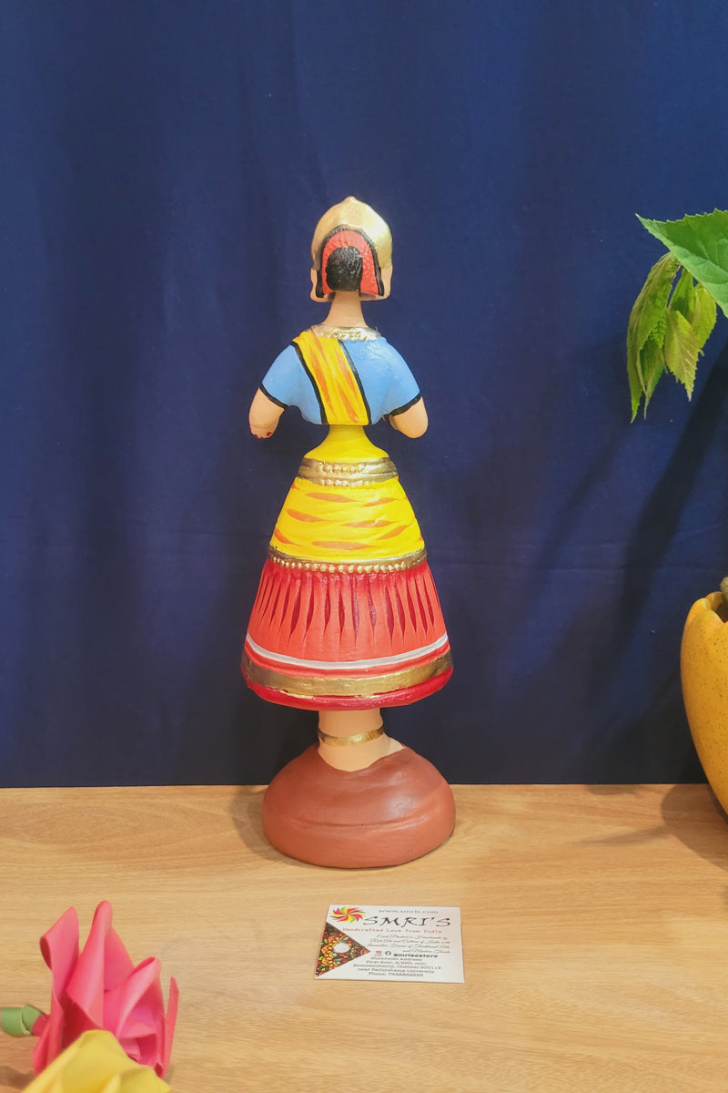 Diamond Dancing Doll 12 inch Big yellow with Blue (12 H * 4.5 L * 4.5 W) inch Paper mache Thanjavur thalayatti bommai dancing doll