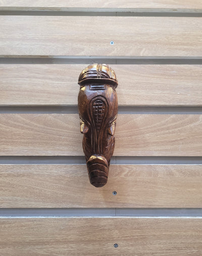 Elephant Head Wall Bracket / Vagai Small Wooden Carving Natural Wall Hanging Decor Traditional Indian Handicrafts ( 8 H * 4 L * 2.5 W ) inches