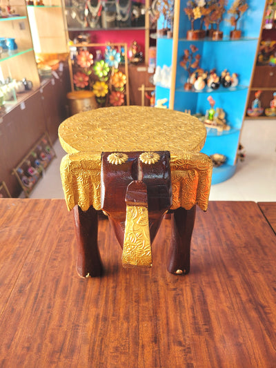 Elephant Stool Brass sheet for Pooja decor show piece loving room decor  Design 7, 8inch Height, 10.5inch Length, 8inch Width