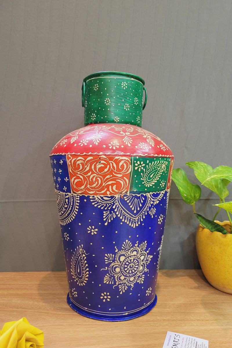 Iron Pot Big Multicolor flower vase (15 H * 8 L * 8 W ) Inch