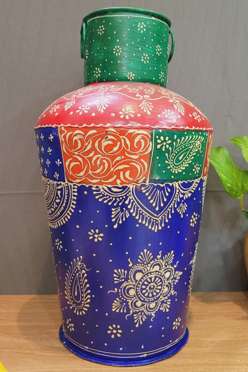 Iron Pot Big Multicolor flower vase (15 H * 8 L * 8 W ) Inch