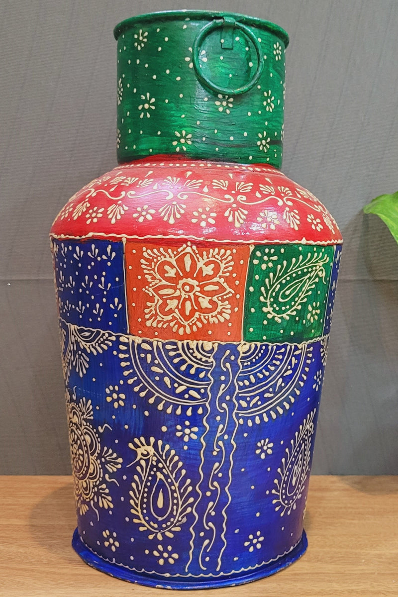 Iron Pot Large Multicolor flower vase ( 12 H * 6 L * 6 W ) Inch