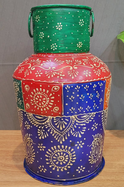 Iron Pot Medium Multicolor flower vase (10 H * 6 L * 6 W ) Inch