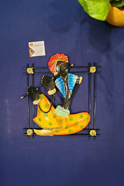Iron Rajasthani Musician  with Flute 12 inch Home decor