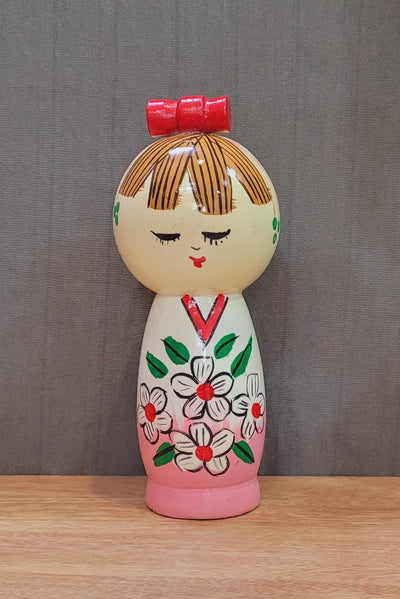 Japanese Doll Pink wood carving Showpiece Home Decor