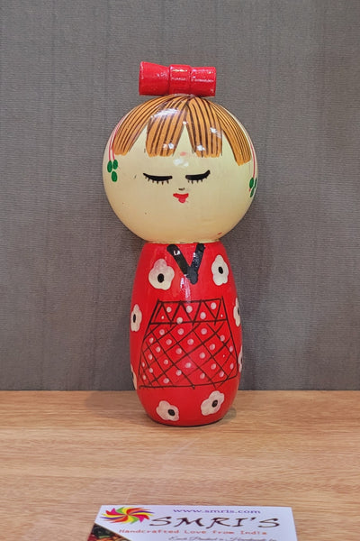 Japanese Doll Red wood carving Showpiece Home Decor