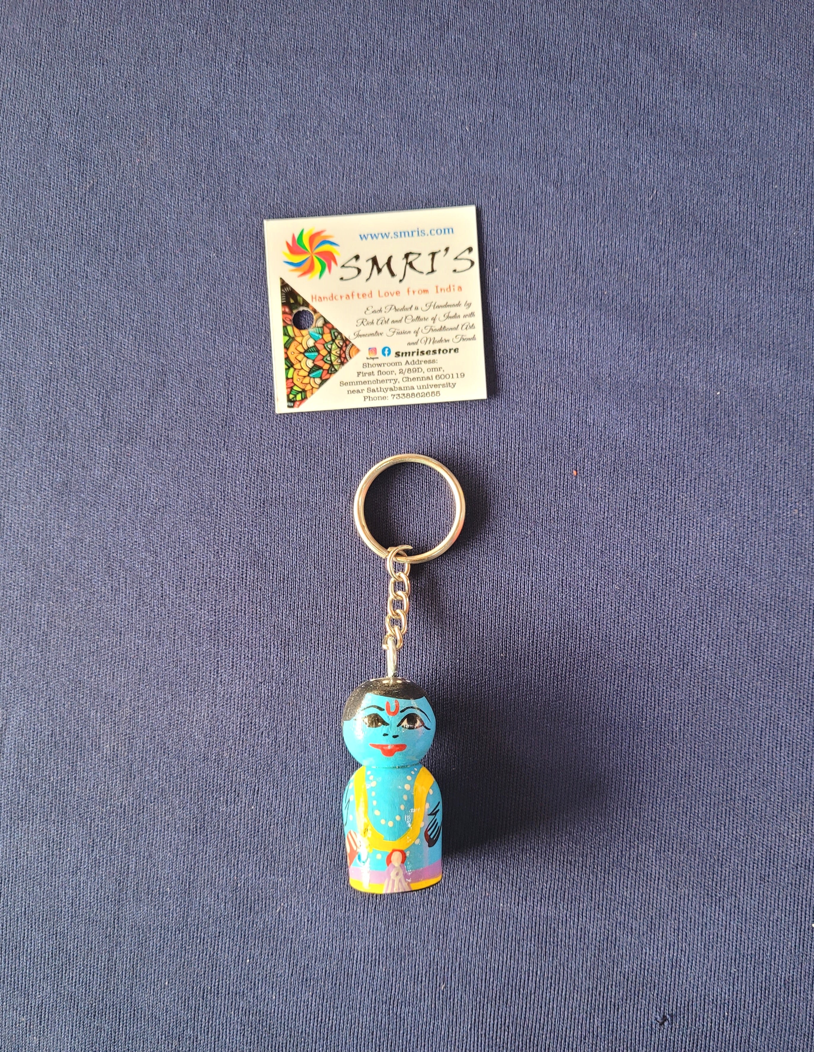 Wooden Krishna Keychain ( 2.5 H * 1 L * 1 W ( Inches – Smris