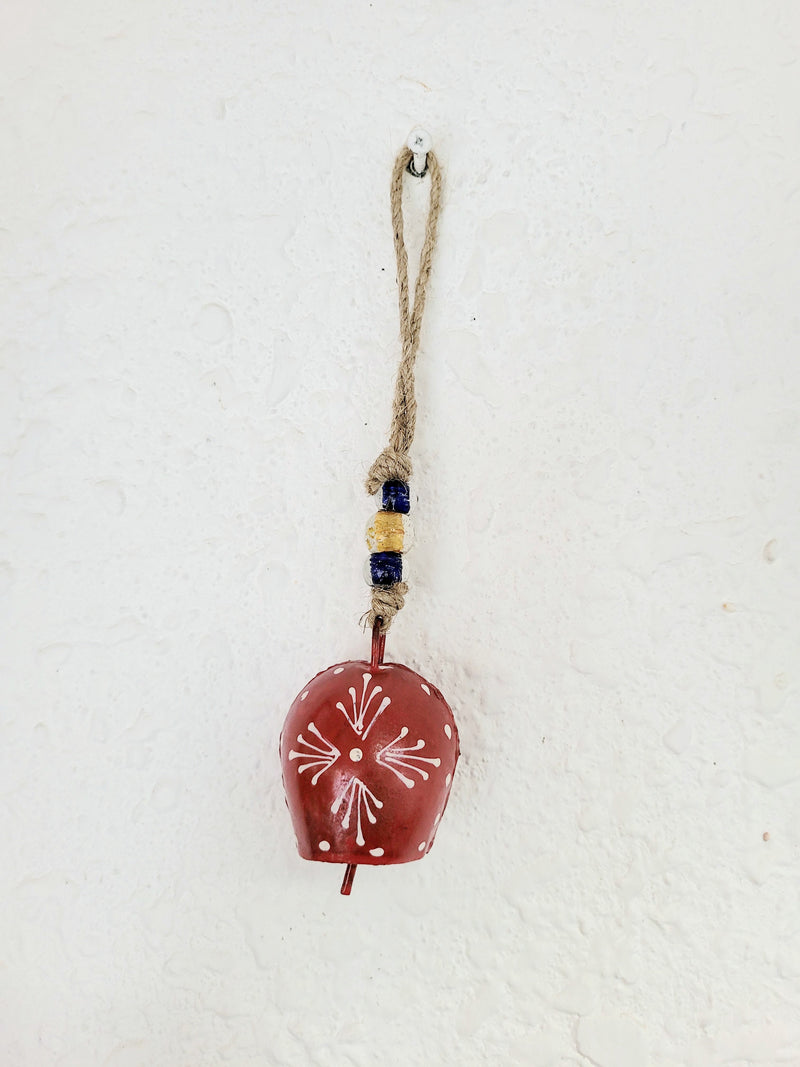 Lemon bell single Red hanging with beads temple bell cow bell return gifts small balcony decor home decor (8.5 H x 2 L x 1 W) Inches
