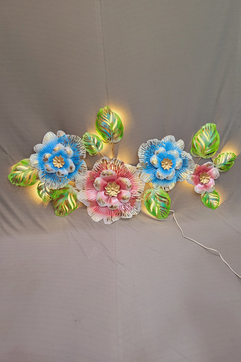 Multicolor Rose Panel pink Blue and green LED wall decor (24.5H * 45L * 2W) inches iron home decor office decor