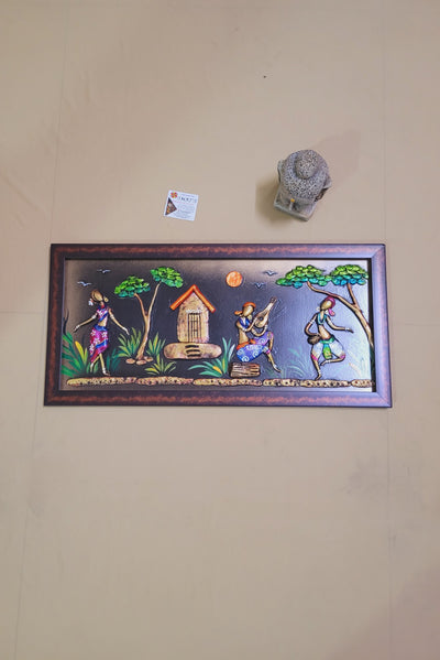 Mural Frame Colorful Craft Indian Handicrafts tribal art 10 (11H * 23L * 1W ) inches Living Room Dining Bedroom Reception Wall Decor for Home and Office