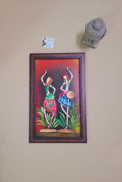 Mural Frame Colorful Craft Indian Handicrafts tribal art 14 (16H * 10L * 1W ) inches Living Room Dining Bedroom Reception Wall Decor for Home and Office