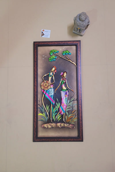 Mural Frame Colorful Craft Indian Handicrafts tribal art 14 (23H * 11L * 1W ) inches Living Room Dining Bedroom Reception Wall Decor for Home and Office