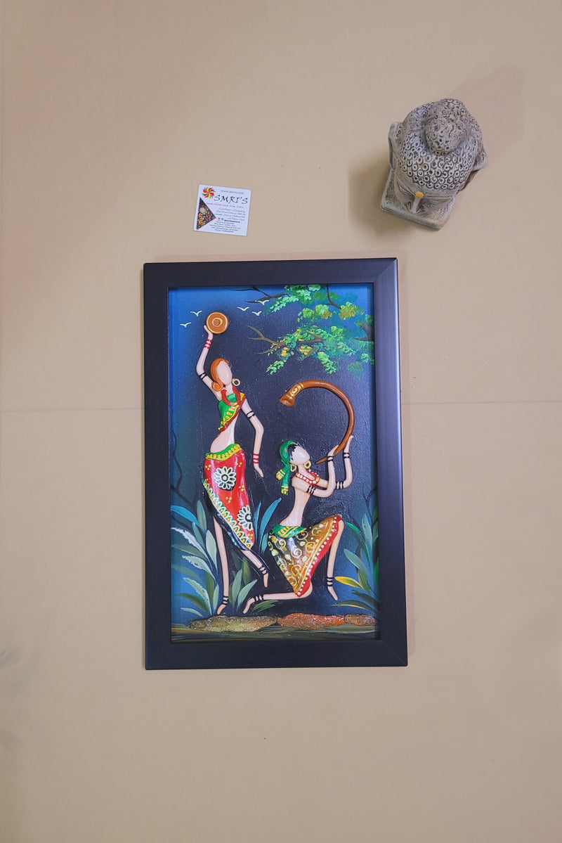 Mural Frame Colorful Craft Indian Handicrafts tribal art 15 (16H * 10L * 1W ) inches Living Room Dining Bedroom Reception Wall Decor for Home and Office
