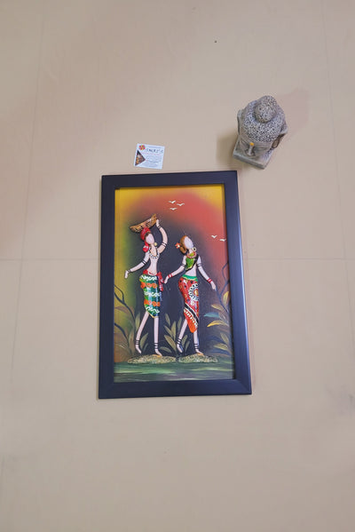 Mural Frame Colorful Craft Indian Handicrafts tribal art 17 (16H * 10L * 1W ) inches Living Room Dining Bedroom Reception Wall Decor for Home and Office
