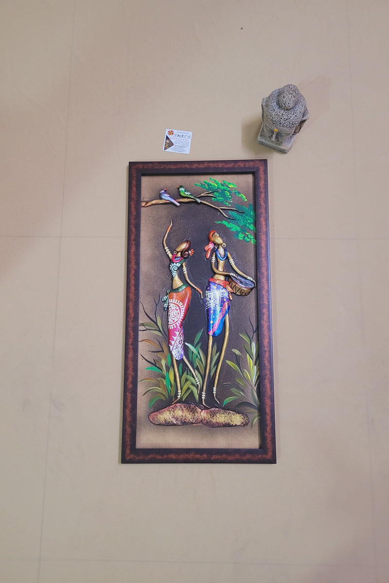 Mural Frame Colorful Craft Indian Handicrafts tribal art 8 (23H * 11L * 1W ) inches Living Room Dining Bedroom Reception Wall Decor for Home and Office
