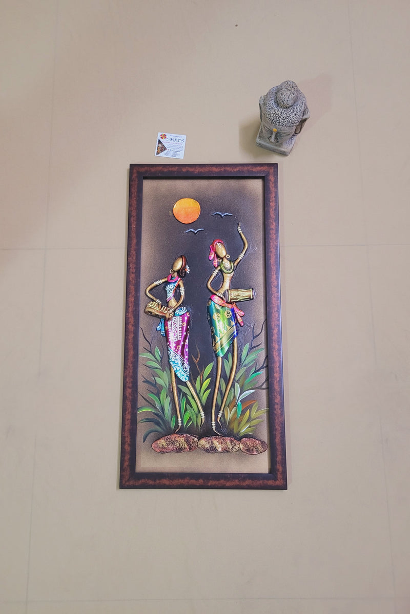 Mural Frame Colorful Craft Indian Handicrafts tribal art 9 (23H * 11L * 1W ) inches Living Room Dining Bedroom Reception Wall Decor for Home and Office