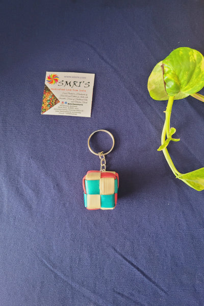 Palm leaf Square Key chain hand made handcrafted by tribal artist return gifts corporate gifts