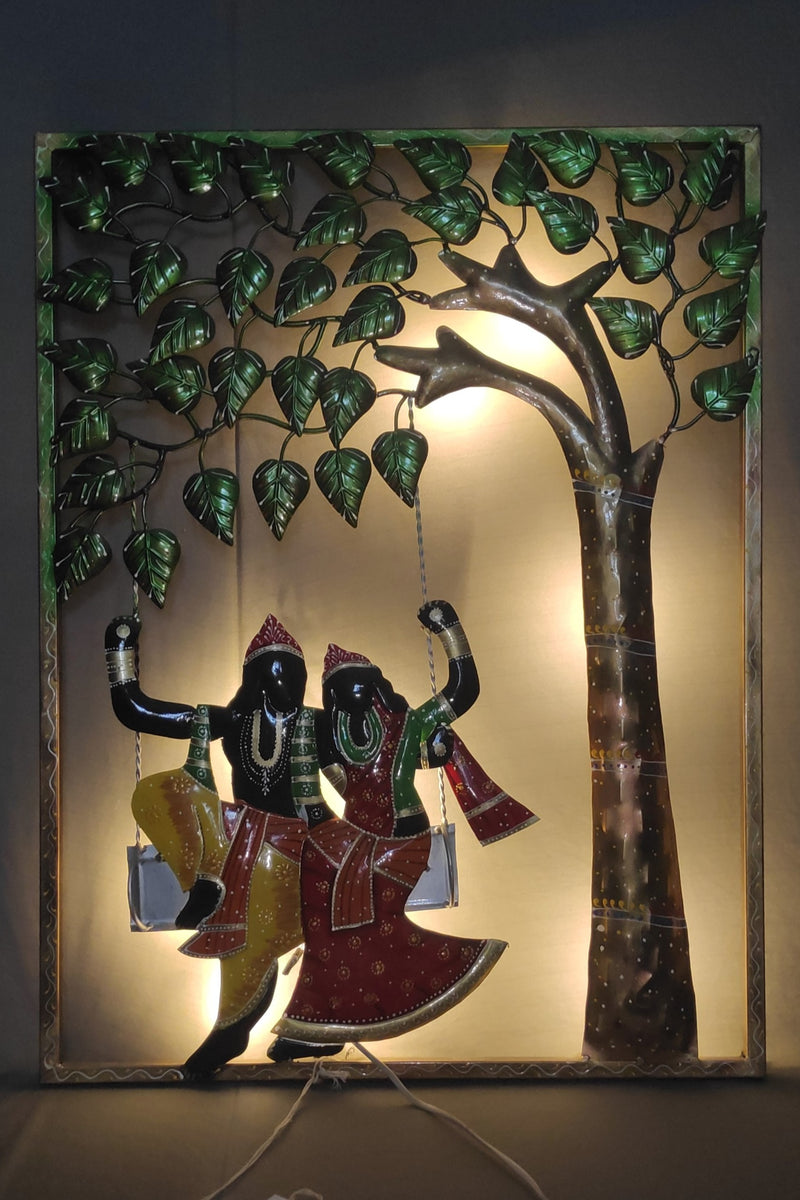 Radha Krishana Rectangle Frame Tree Swing LED decor – Smris