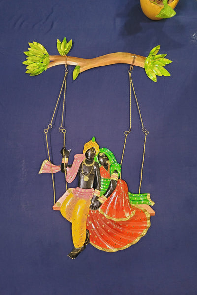 Radha Krishna Radhe Krishna wall Hanging Jhula Swing Home decor 32 * 26 inch Iron wall decor