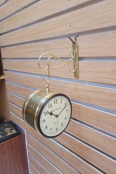 Railway Clock 6 inch dial double side clock with hanger Antique Gold color