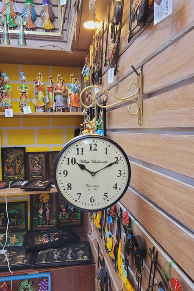 Railway Clock 8 inch dial double side clock with hanger Antique Gold color