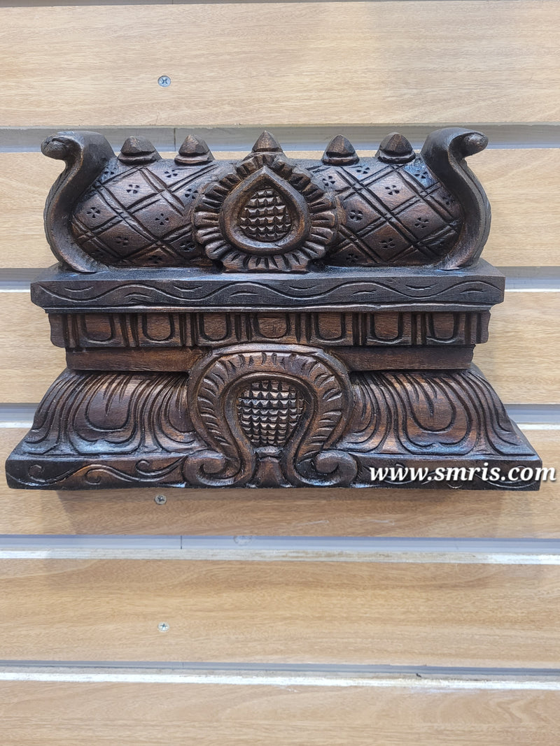 Gopuram Wood Carving Wall Hanging Rosewood Colour Mahogany Wood Pooja Room Entrance Door Traditional Chettinad Indian Handicrafts (9 H x 12 L x 2 W inches)