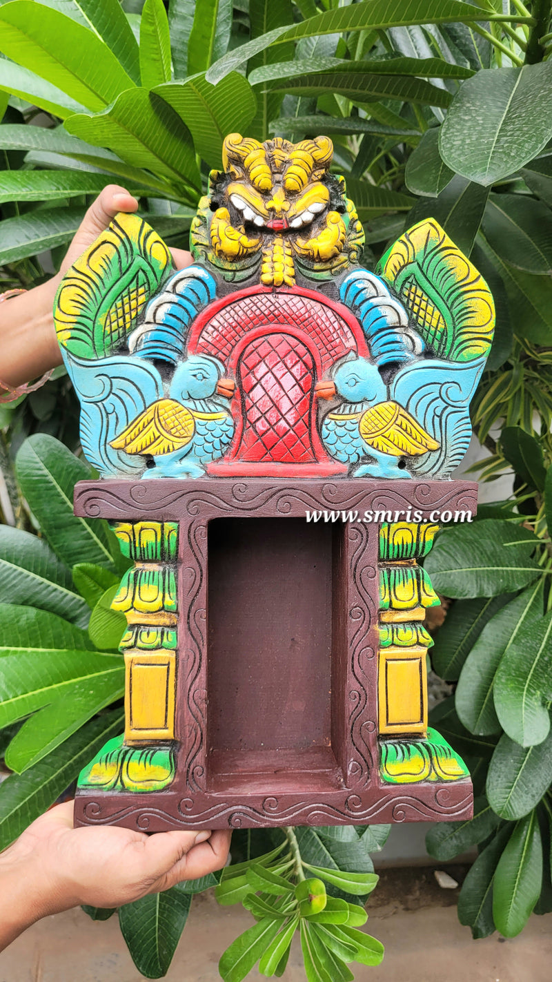 Annam With Yazhi / Yali Vilakku Maadam Wall Lamp Holder Mahogany Wooden Carving Wall Hanging Decor Traditional Chettinad Indian Handicrafts (18H * 115 L *  3.5W Inches)
