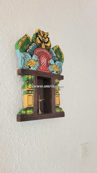 Annam With Yazhi / Yali Vilakku Maadam Wall Lamp Holder Mahogany Wooden Carving Wall Hanging Decor Traditional Chettinad Indian Handicrafts (18H * 115 L *  3.5W Inches)