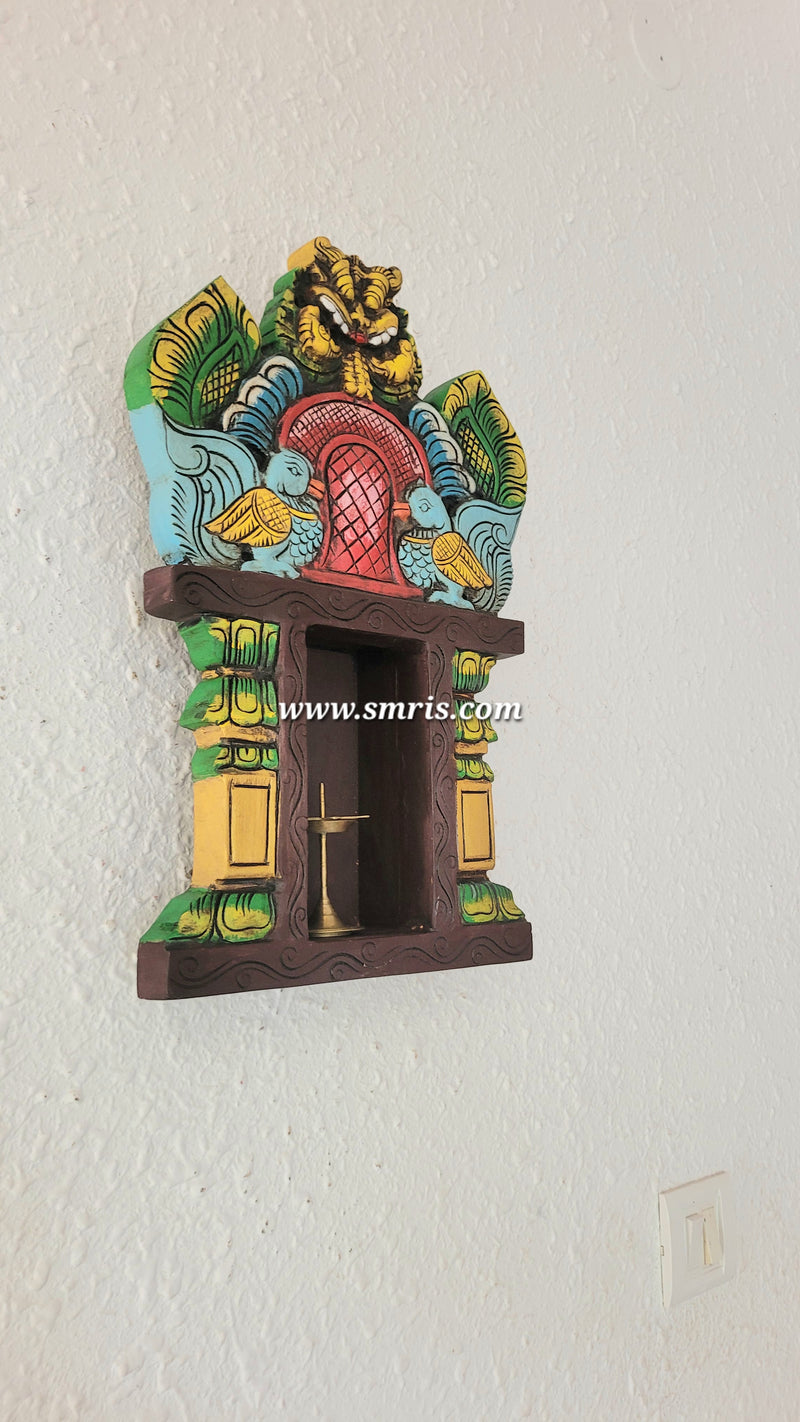 Annam With Yazhi / Yali Vilakku Maadam Wall Lamp Holder Mahogany Wooden Carving Wall Hanging Decor Traditional Chettinad Indian Handicrafts (18H * 115 L *  3.5W Inches)
