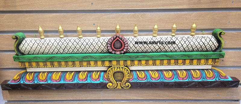 Gopuram Wood Carving Wall Hanging Customized Size and Color Mahogany Wood Pooja Room Entrance Door Traditional Chettinad Indian Handicrafts