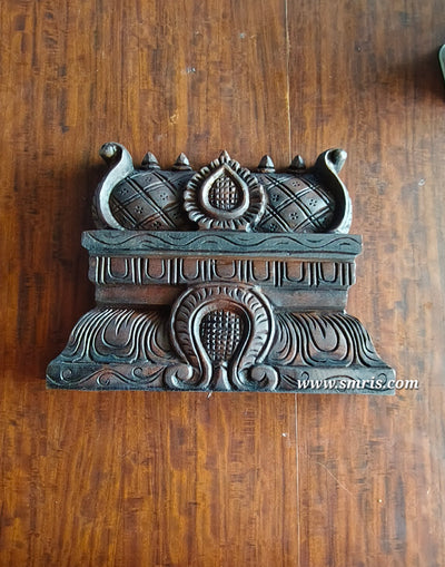 Gopuram Wood Carving Wall Hanging Rosewood Colour Mahogany Wood Pooja Room Entrance Door Traditional Chettinad Indian Handicrafts (9 H x 12 L x 2 W inches)