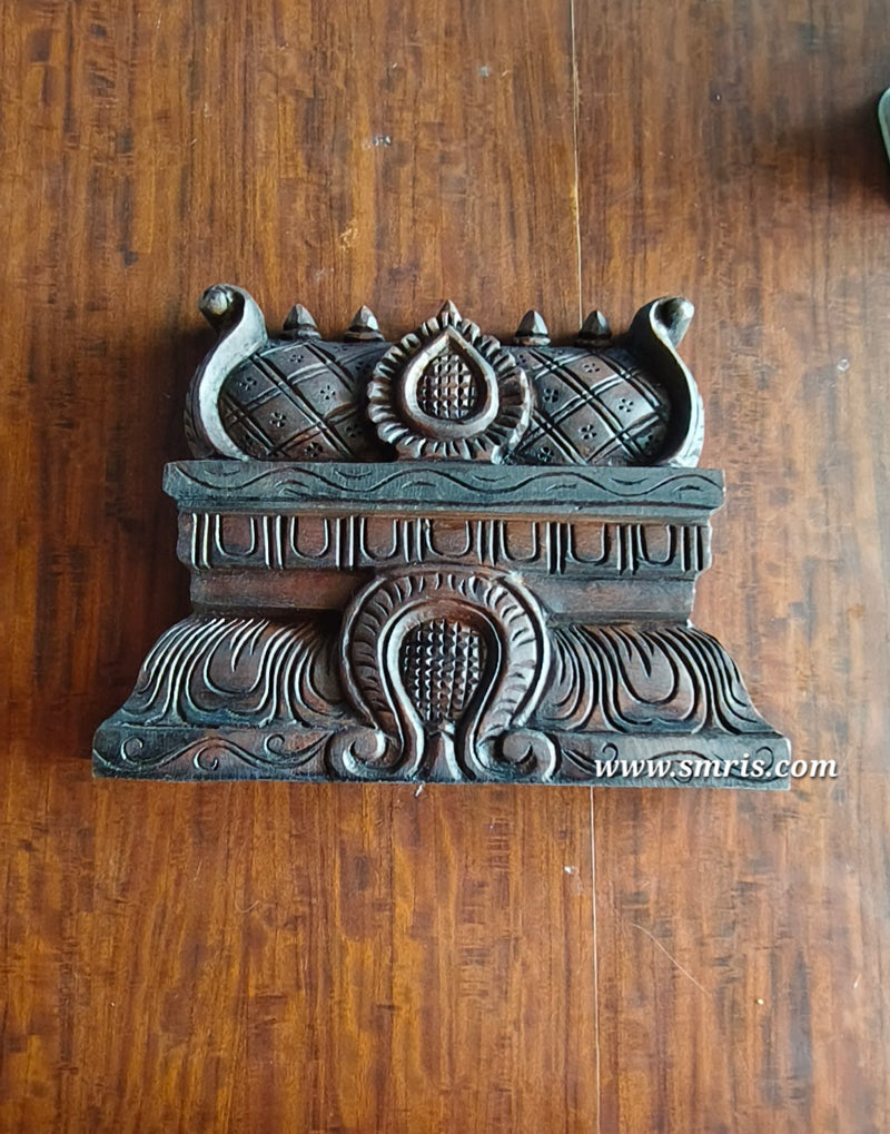 Gopuram Wood Carving Wall Hanging Rosewood Colour Mahogany Wood Pooja Room Entrance Door Traditional Chettinad Indian Handicrafts (9 H x 12 L x 2 W inches)