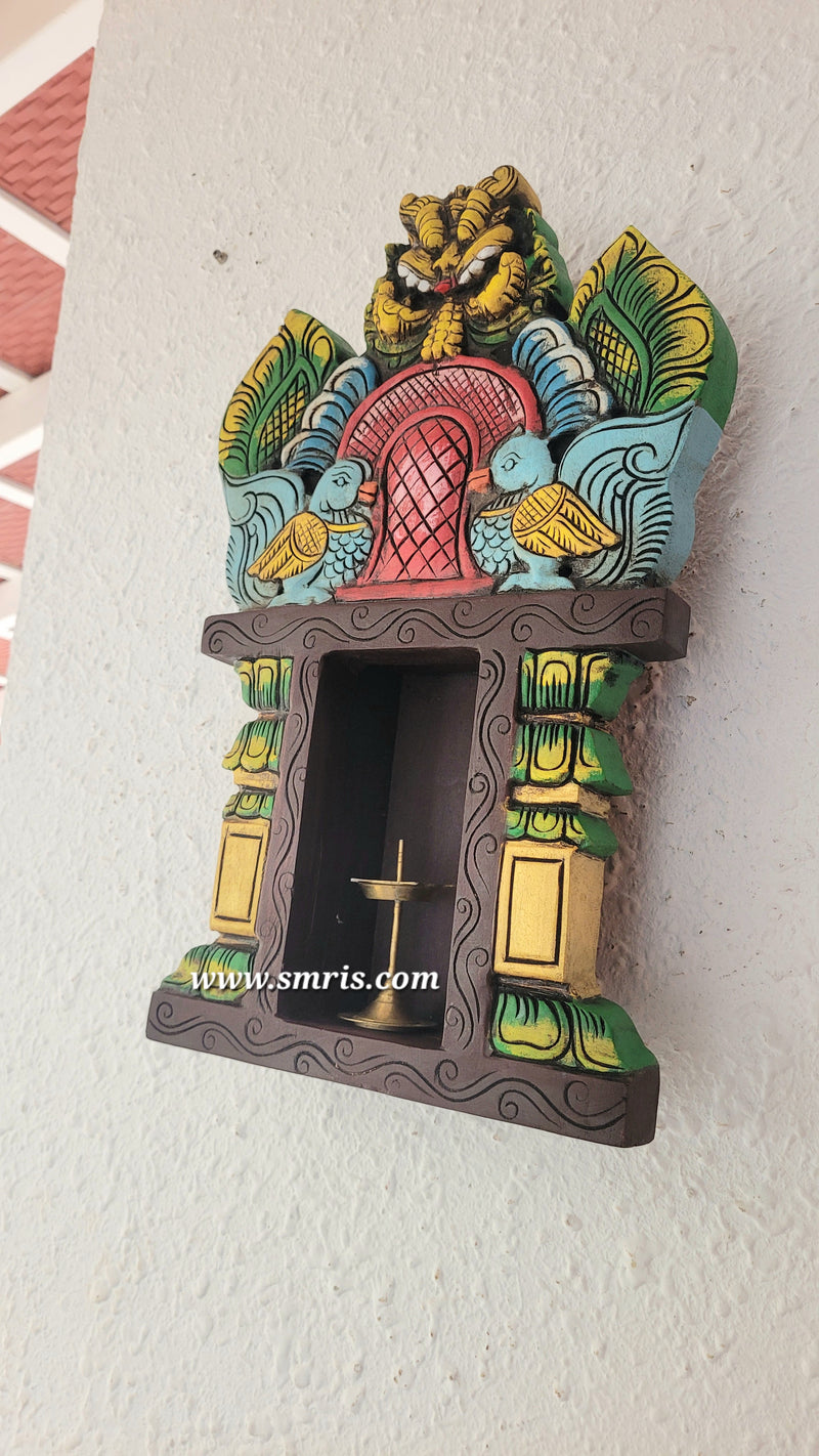 Annam With Yazhi / Yali Vilakku Maadam Wall Lamp Holder Mahogany Wooden Carving Wall Hanging Decor Traditional Chettinad Indian Handicrafts (18H * 115 L *  3.5W Inches)