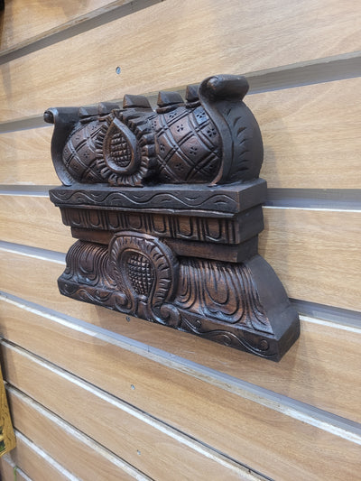Gopuram Wood Carving Wall Hanging Rosewood Colour Mahogany Wood Pooja Room Entrance Door Traditional Chettinad Indian Handicrafts (9 H x 12 L x 2 W inches)