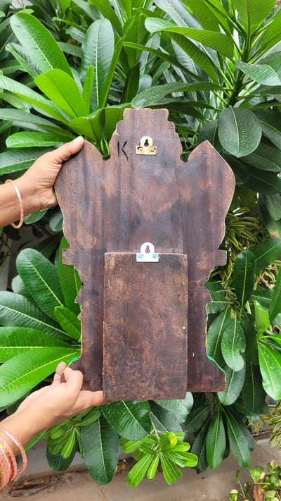Annam With Yazhi / Yali Vilakku Maadam Wall Lamp Holder Mahogany Wooden Carving Wall Hanging Decor Traditional Chettinad Indian Handicrafts (18H * 115 L *  3.5W Inches)
