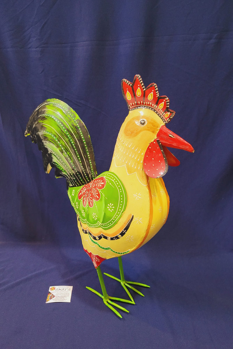 Rooster Big Yellow/Green/Red Iron Handcrafted