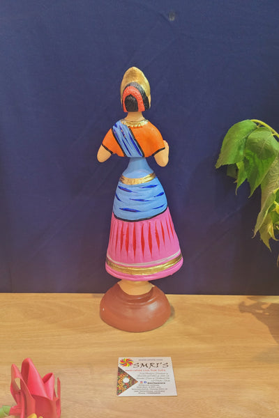 Star heart dancing Doll Paper Mache 11 inch H Pink With Blue Handmade Thanjavur Thalayatti Bommai Tanjore Dancing Doll Tamil Tradition (11 H * 3.5 L * 3.5 W ) Inches