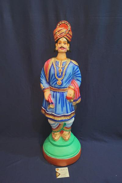 Tanjore dolls Thanjavur Thalayatti Bommai Dancing Doll 2 feet VERY BIG Raja Blue Man Show piece Table Décor papermache golu dolls ( 26 H * 8 L * 8 W ) Inches