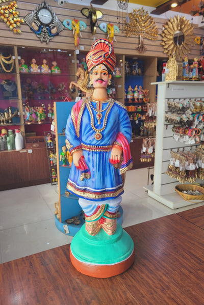 Tanjore dolls Thanjavur Thalayatti Bommai Dancing Doll 2 feet VERY BIG Raja Blue Man Show piece Table Décor papermache golu dolls ( 26 H * 8 L * 8 W ) Inches